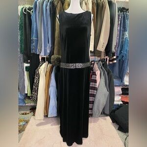 Robbie Bee Black Maxi Dress with Silver Accents
